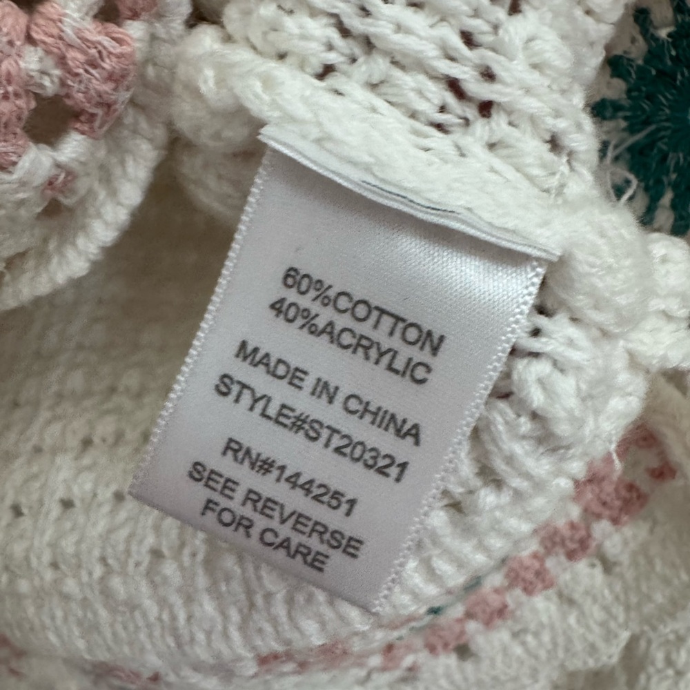 NWOT SINCERELY JULES Sz Med Long Sleeve Granny Square Crop Sweater Cottagecore - Picture 5 of 8